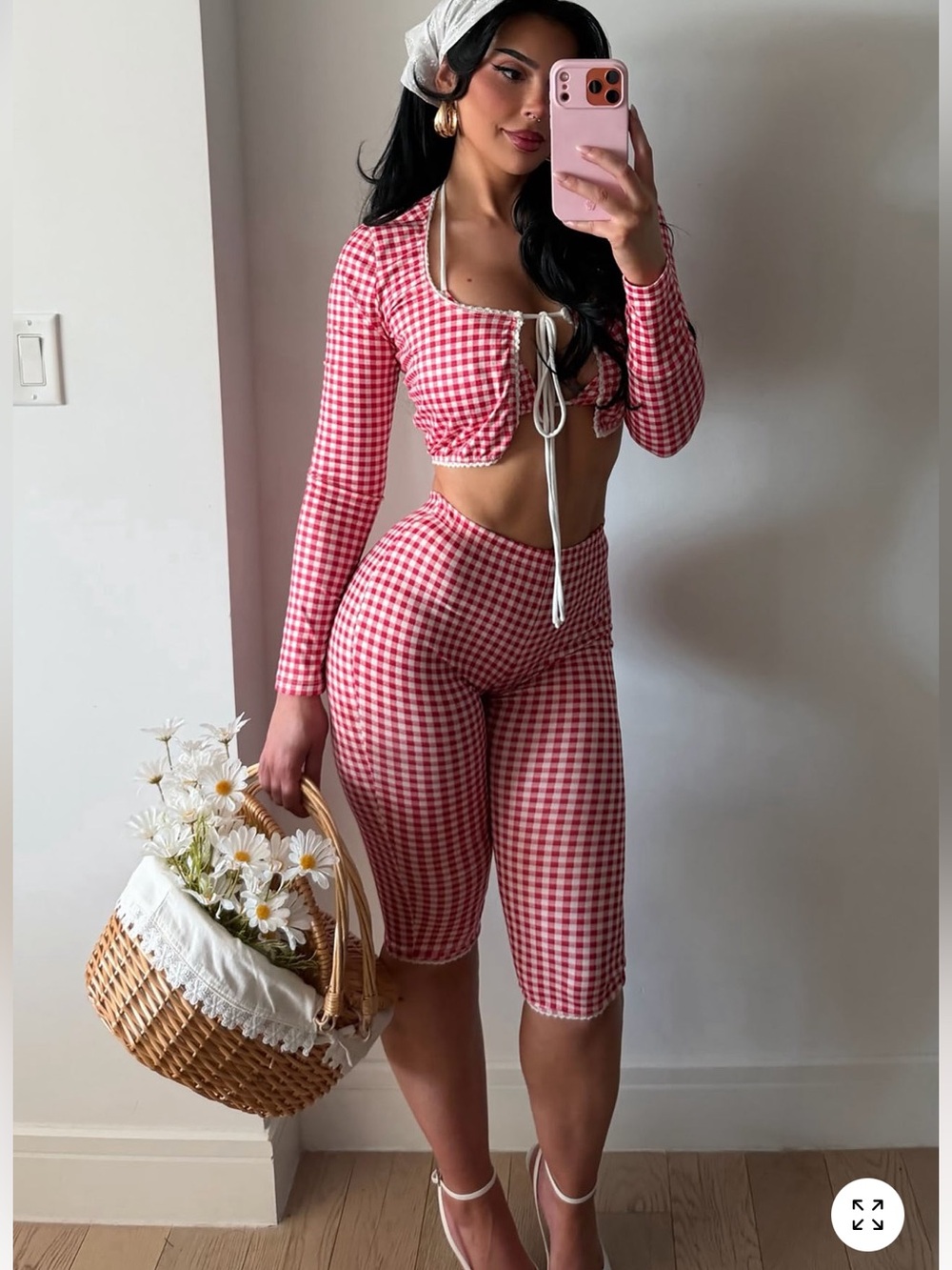 Fashion Nova Red Gingham Capris